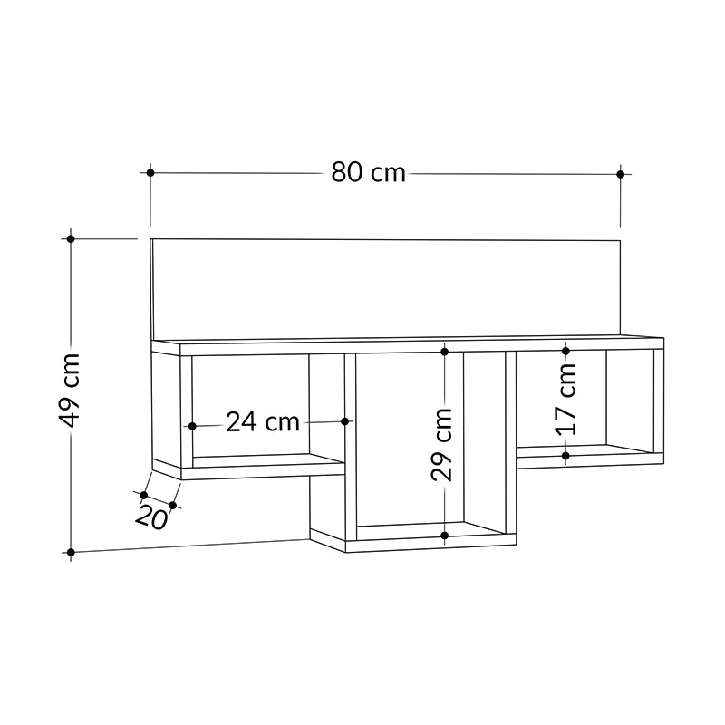 Wall Shelf TRIO Oak in a stylish oak finish, measuring 80x20x49 cm, perfect for home or office organization.