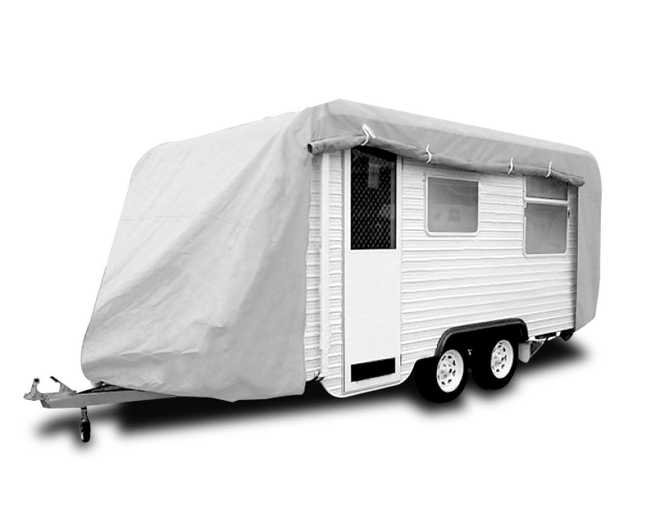 Wallaroo Caravan Cover designed for 14-17 ft campervans, featuring a side zip for easy access and a super-reflective outer coating.