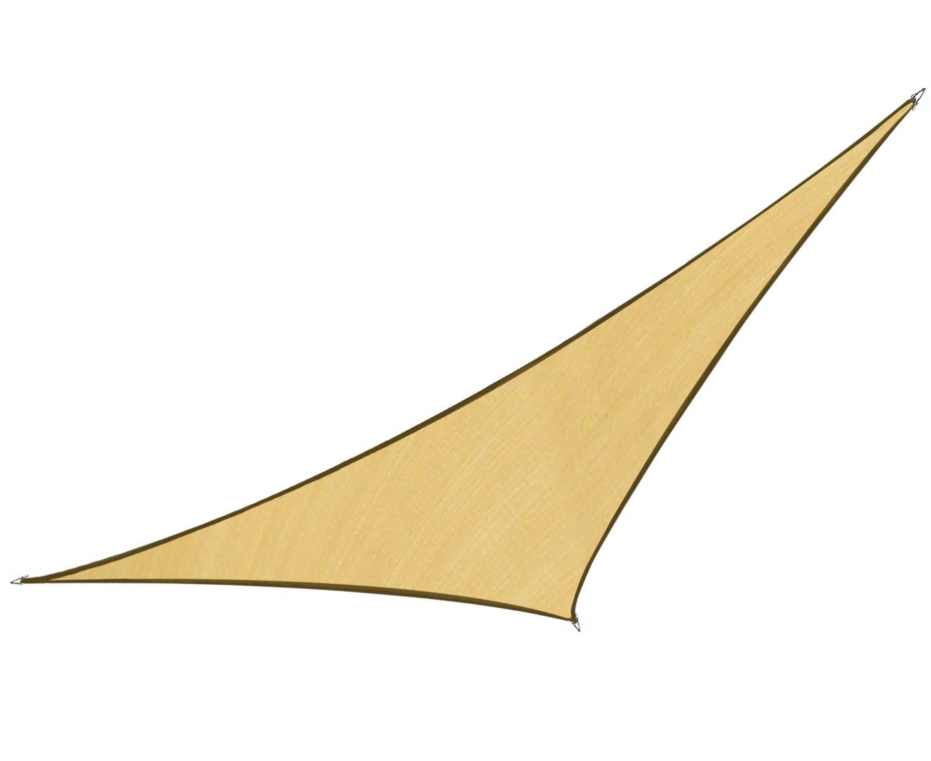 Wallaroo Triangle Shade Sail in desert sand color, measuring 5m x 5m x 5m, providing shade for outdoor spaces.