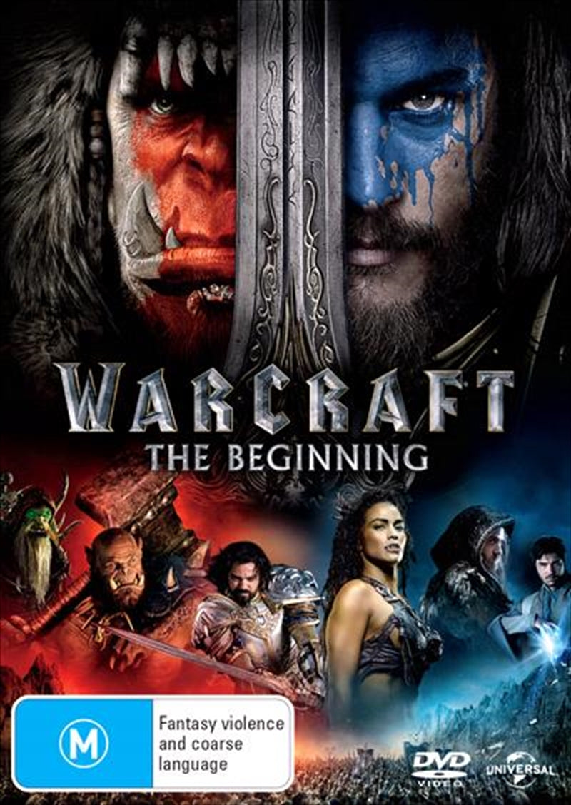 Warcraft DVD cover featuring epic battle scenes and characters from Azeroth.