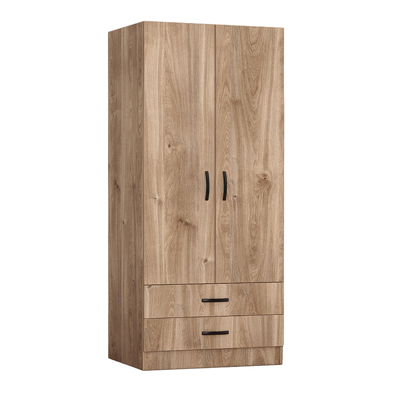 Wardrobe CAMILLE 2 doors in honey oak finish, featuring spacious design and metal knobs.