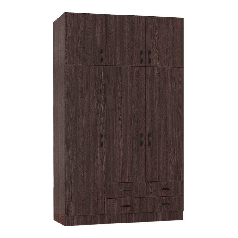 Wardrobe CAMILLE with three doors in Wenge color, featuring adjustable shelves and sliding drawers, ideal for stylish storage.