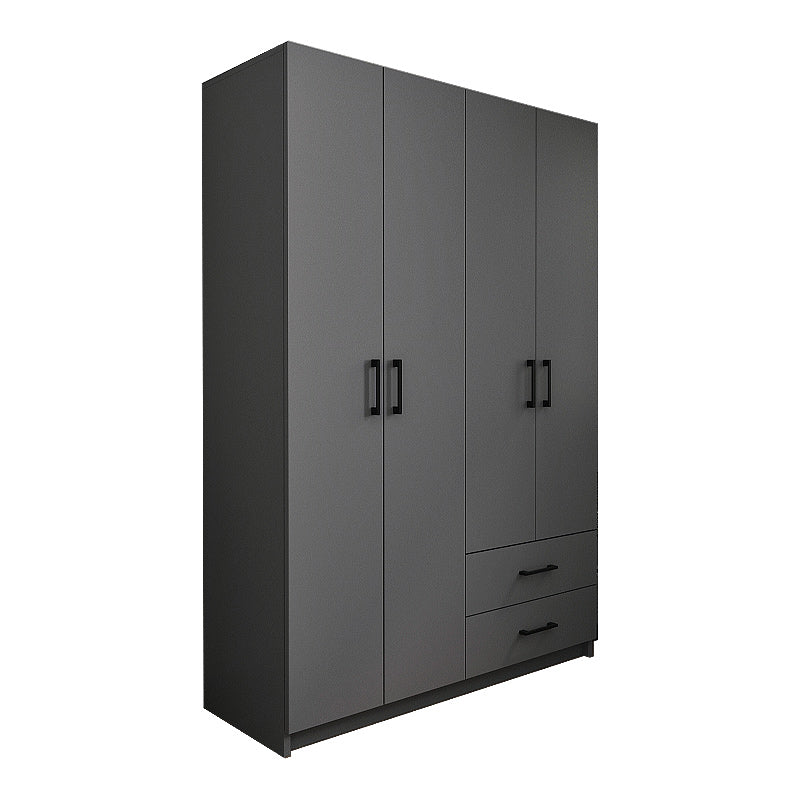 Wardrobe EMMY with 4 doors in anthracite color, featuring five shelves and two drawers, measuring 120x47x180 cm.