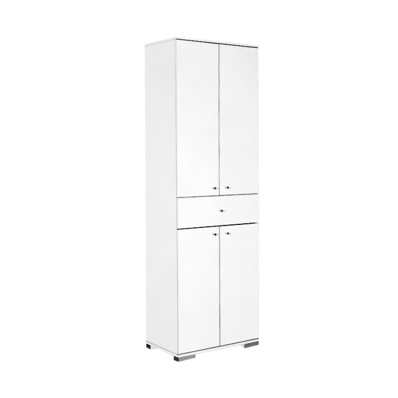 Wardrobe HELENA with 2 doors in white, featuring a middle drawer and multiple shelves for organized storage.