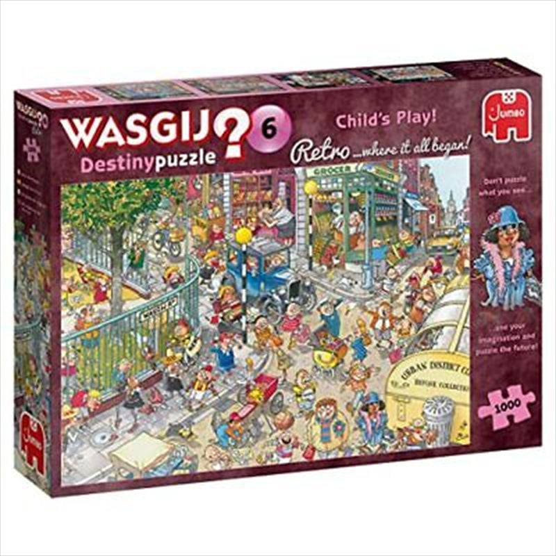 Wasgij 1000 Piece Puzzle featuring a retro child's play design, showcasing vibrant colors and intricate details.