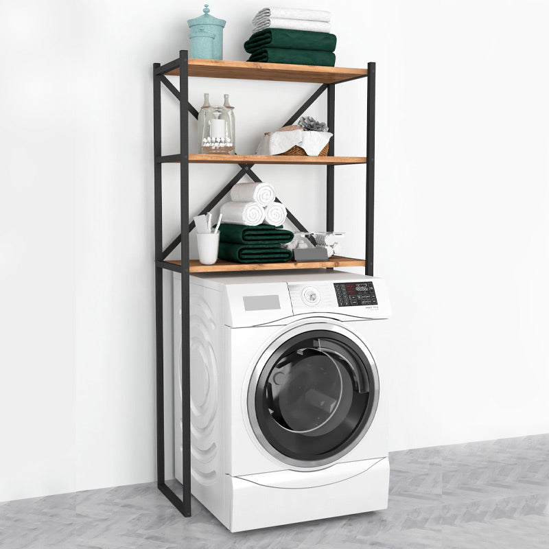 MANTA Black Washing Machine Furniture with oak accents, showcasing its sleek design and sturdy construction.