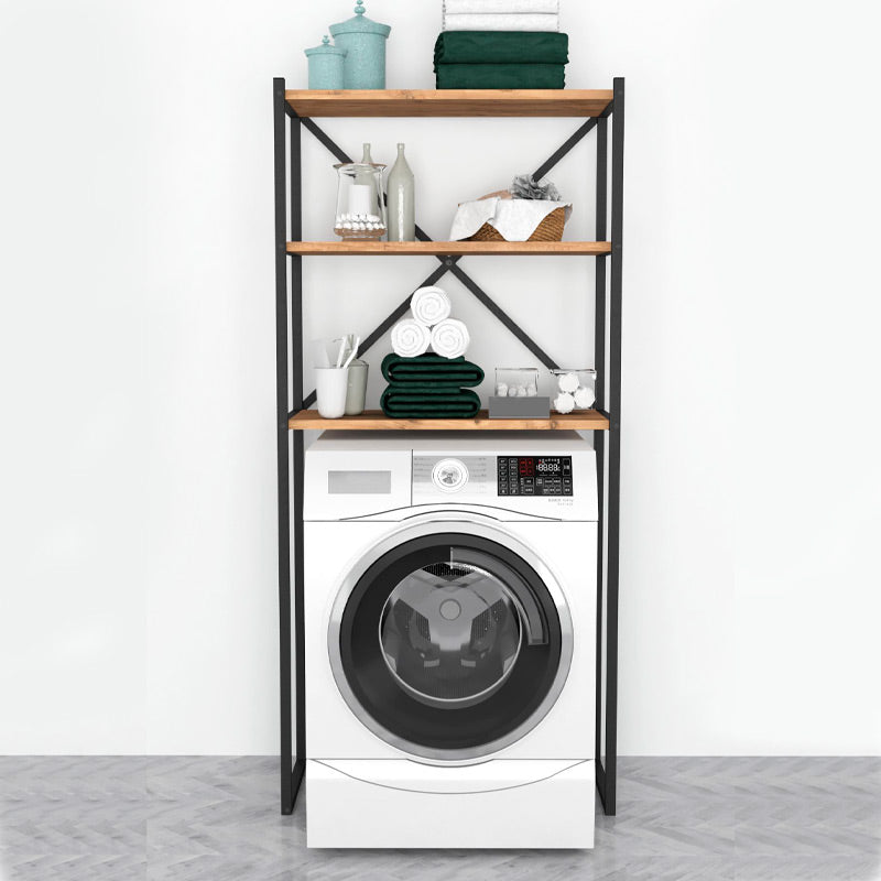 MANTA Black Washing Machine Furniture with oak accents, showcasing its sleek design and sturdy construction.