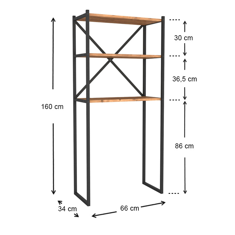 MANTA Black Washing Machine Furniture with oak accents, showcasing its sleek design and sturdy construction.