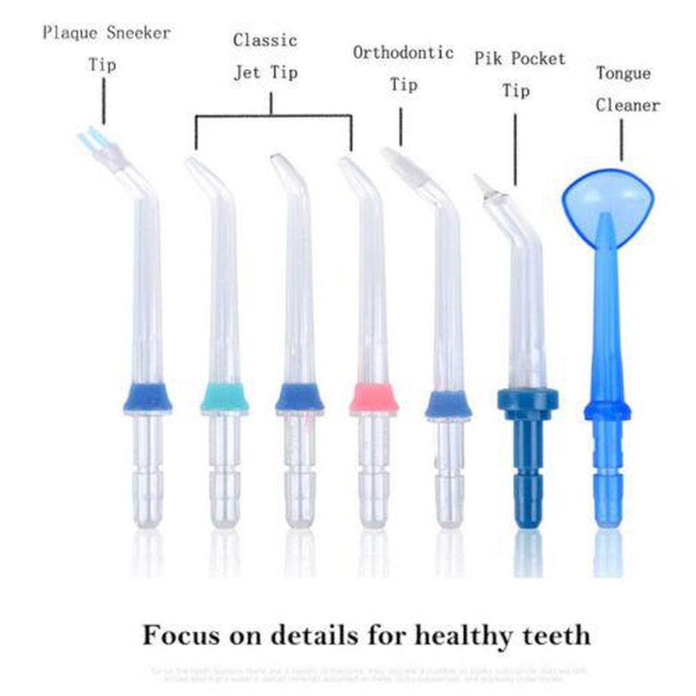 Water Jet Dental Flosser 1000ml in black color with various tips and reservoir, designed for effective oral hygiene.