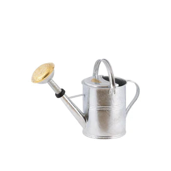 A sturdy 5-liter watering can made of hot-dip galvanized metal, featuring a rough finish and ergonomic design for easy handling.