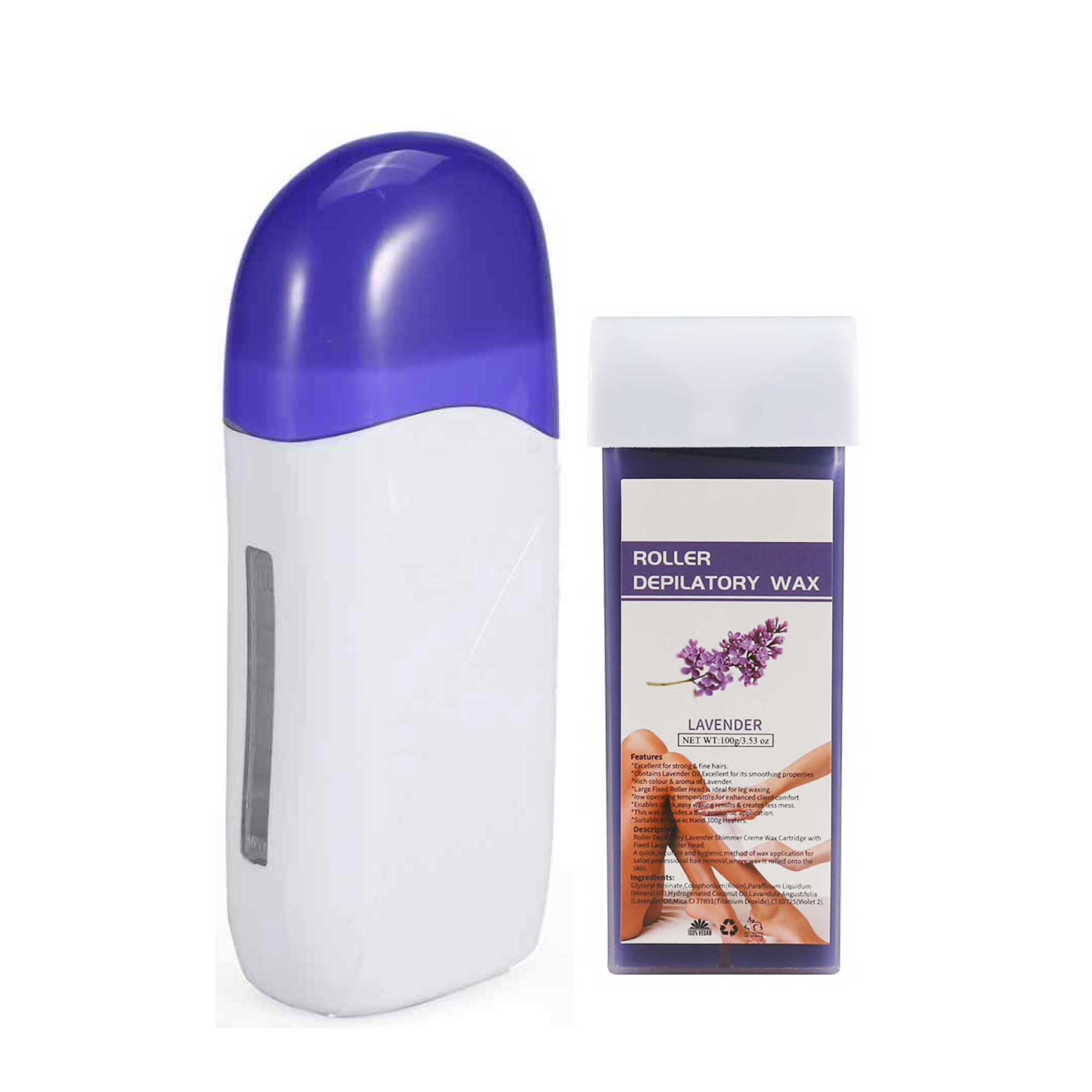 Wax Roll On Heater Warmer with Waxing Cartridge for hair removal, featuring automatic heating and a sleek design for easy use.