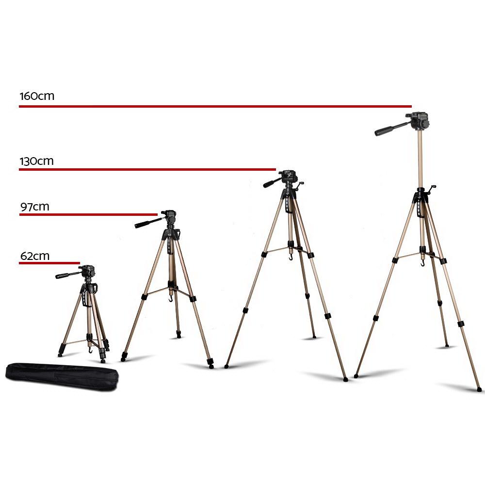 Weifeng Professional Camera Tripod Monopod Stand with DSLR Pan Head Mount, showcasing its sturdy aluminium build and features.