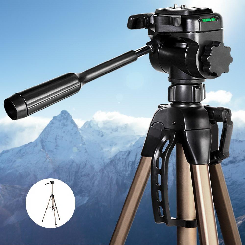 Weifeng Professional Camera Tripod Monopod Stand with DSLR Pan Head Mount, showcasing its sturdy aluminium build and features.