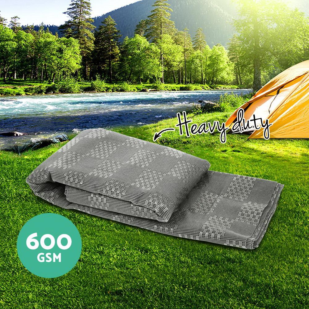 Weisshorn 5M x 2.5M Annex Matting in grey, showcasing its heavy-duty, non-slip surface ideal for camping and caravan use.