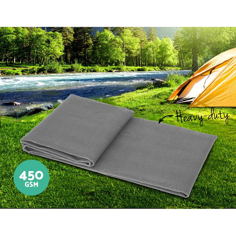 Weisshorn 6M Annex Matting Pack featuring two grey floor mats made of foamed PVC, ideal for camping and outdoor use.