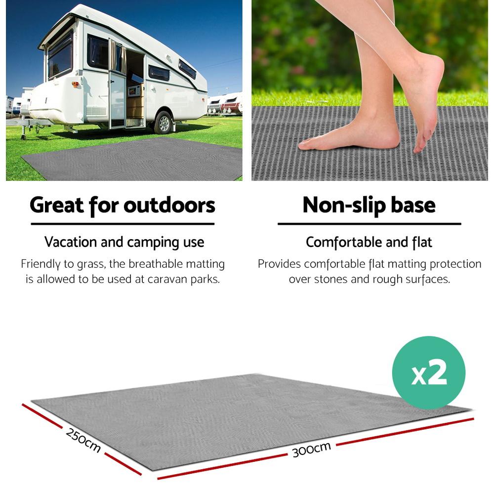 Weisshorn 6M Annex Matting Pack featuring two grey floor mats made of foamed PVC, ideal for camping and outdoor use.