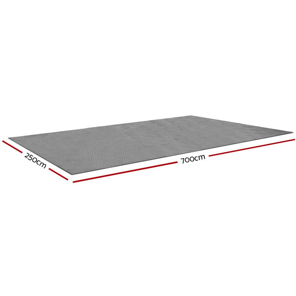 Weisshorn 7 X 2.5M Annex Floor Mat in grey, showcasing its durable and non-slip surface, ideal for camping and outdoor use.