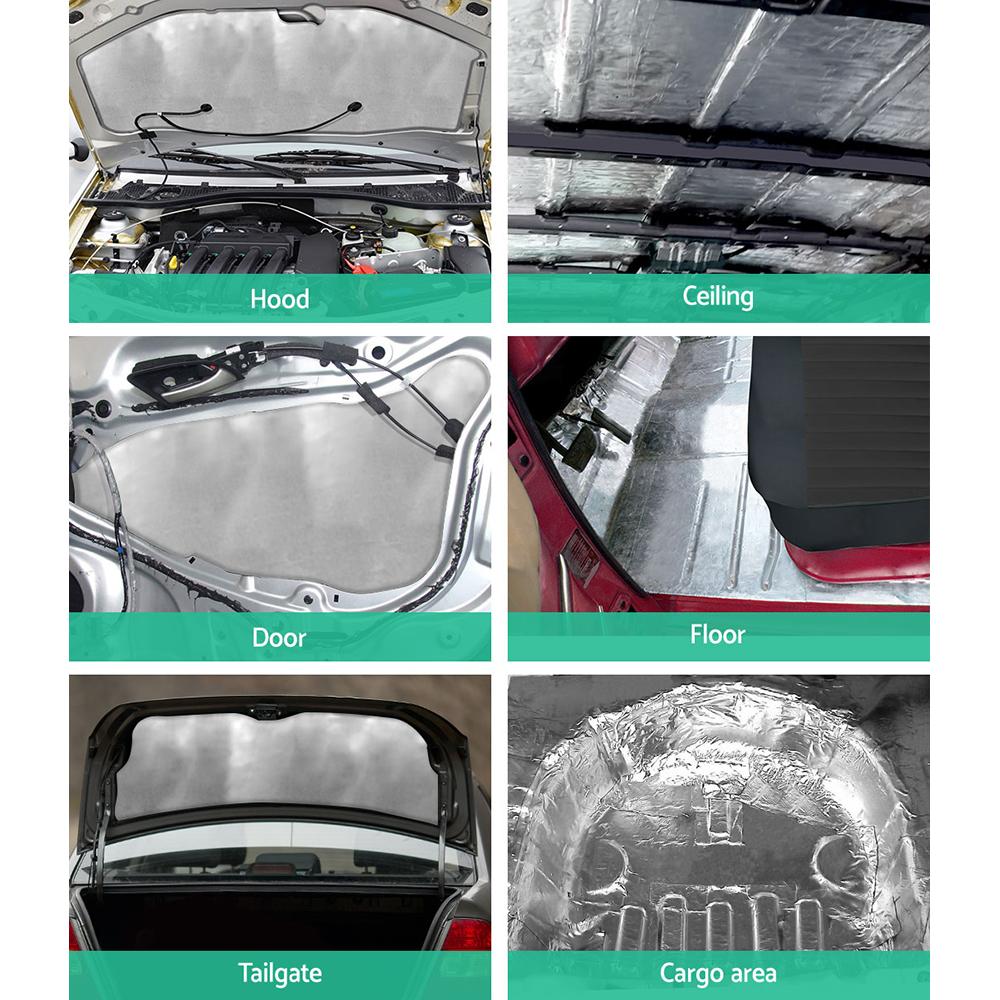 Weisshorn Butyl Car Sound Deadener Mat showcasing its butyl-based rubber and aluminium surface, designed for effective noise reduction.