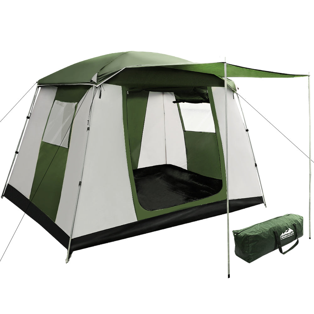 Weisshorn 6-Person Camping Tent set up in a scenic outdoor location, showcasing its spacious interior and durable design.