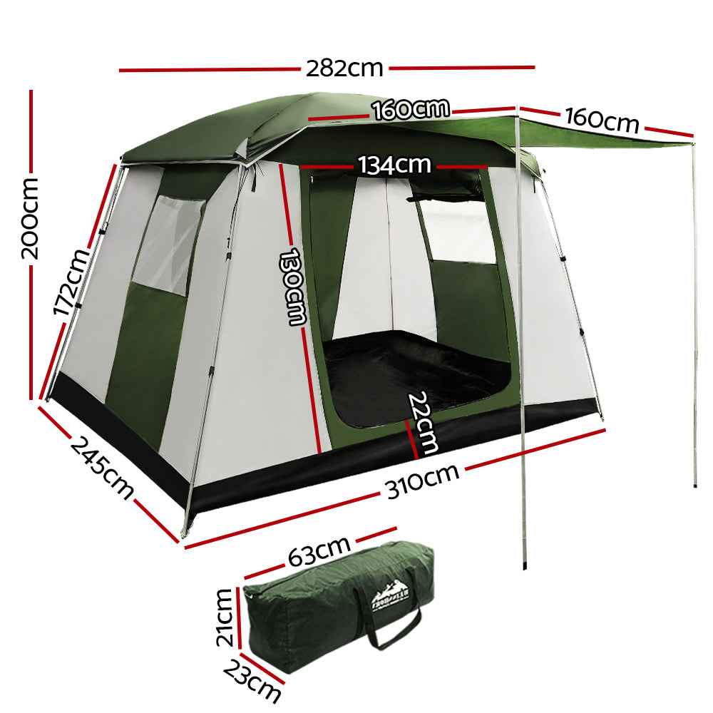 Weisshorn 6-Person Camping Tent set up in a scenic outdoor location, showcasing its spacious interior and durable design.