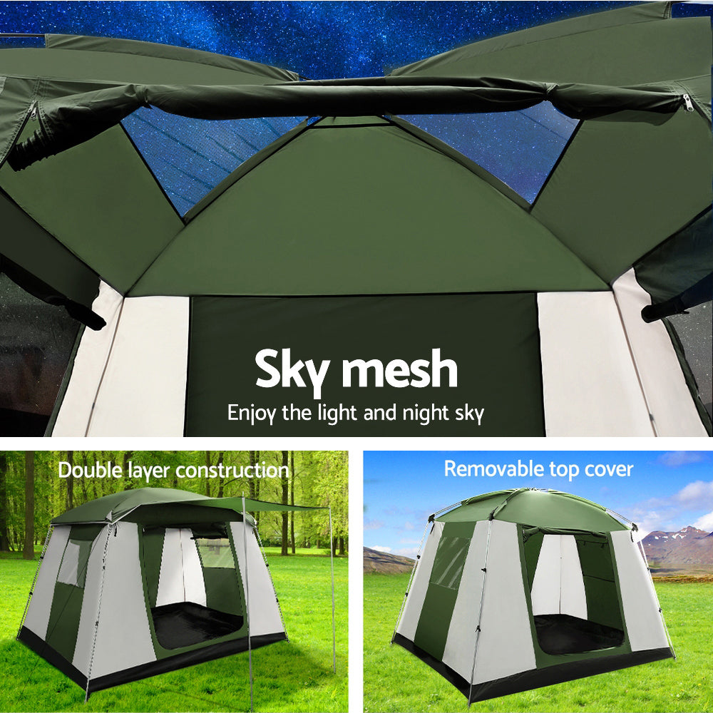 Weisshorn 6-Person Camping Tent set up in a scenic outdoor location, showcasing its spacious interior and durable design.