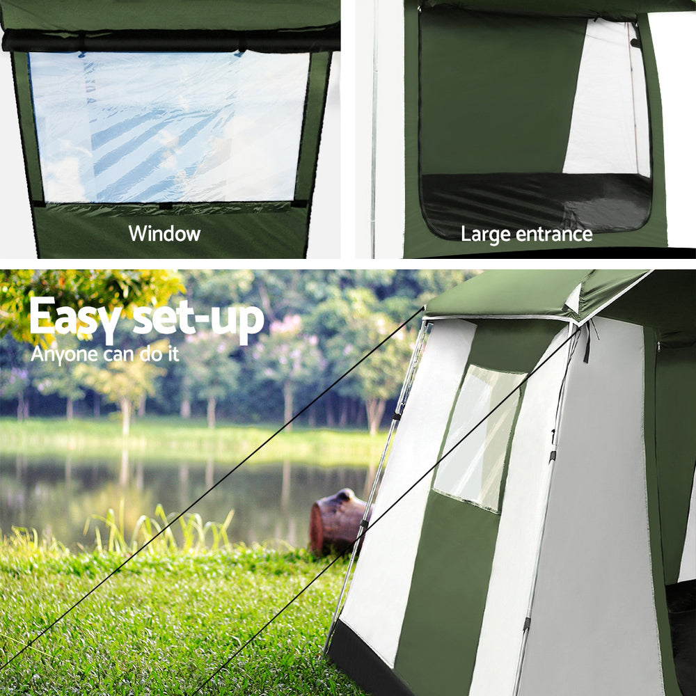 Weisshorn 6-Person Camping Tent set up in a scenic outdoor location, showcasing its spacious interior and durable design.