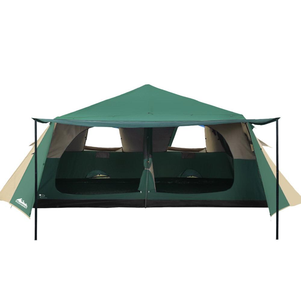 Weisshorn Instant Up Camping Tent for 8 people, featuring a spacious dome design with mesh windows and a waterproof exterior, set up in a natural outdoor setting.