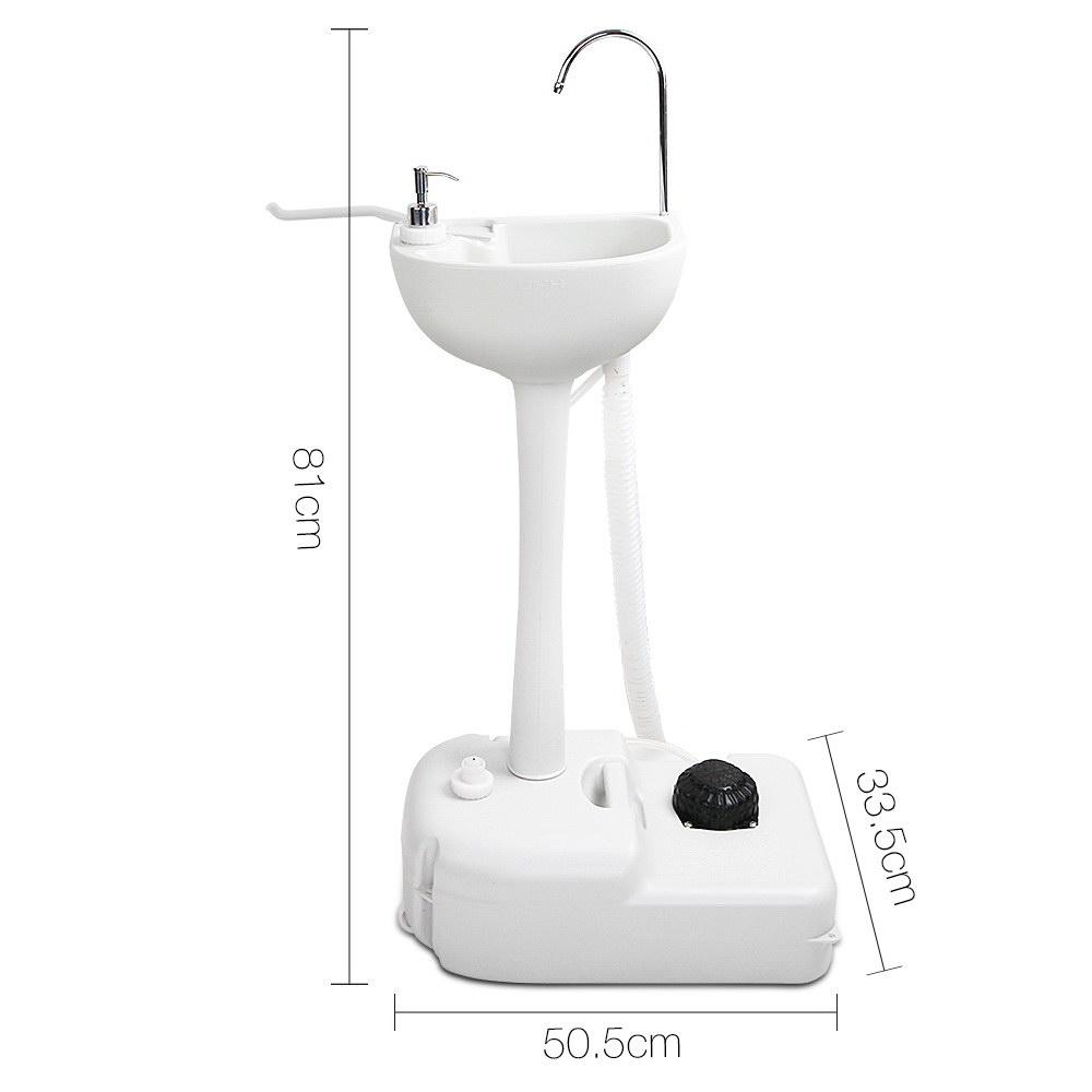 Weisshorn Portable Camping Wash Basin 19L with foot pump, soap holder, and towel rack, designed for outdoor hygiene.