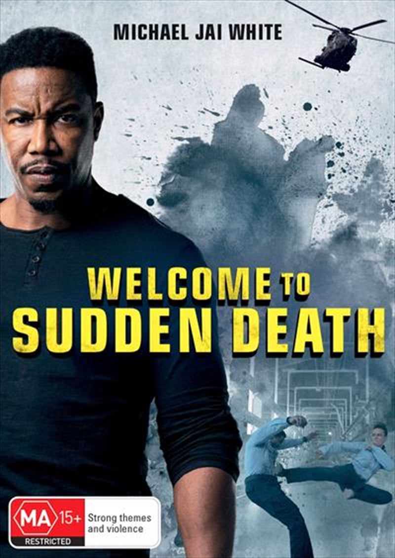 Cover of Welcome To Sudden Death DVD featuring intense action scenes and a heroic security personnel.