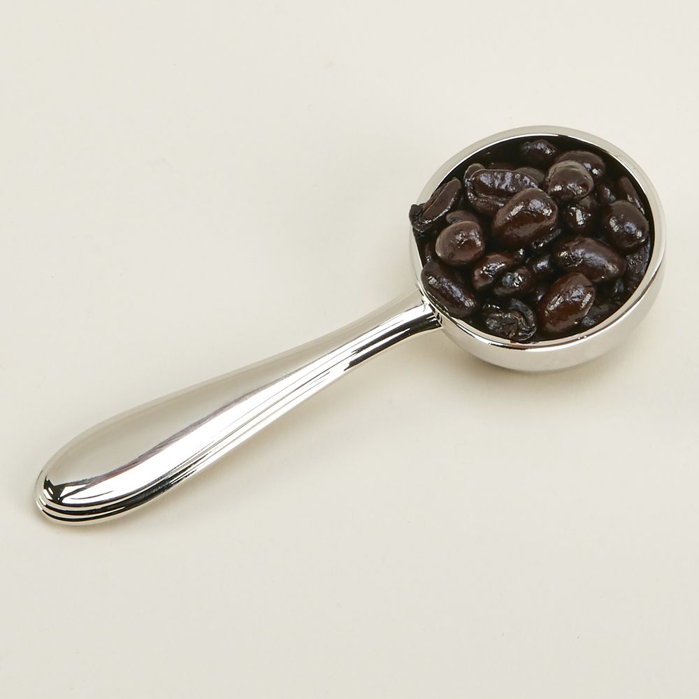 Westwood Handled Coffee Scoop with elegant nickel plating, measuring 4.25 inches long, perfect for precise coffee brewing.