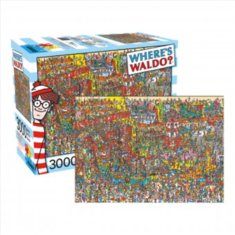 Where's Waldo 3000 Piece Puzzle featuring vibrant scenes and hidden characters for an engaging puzzle experience.