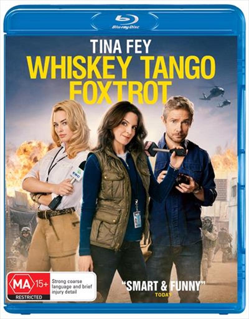 Whiskey Tango Foxtrot Blu-ray cover featuring Tina Fey in a war zone setting.