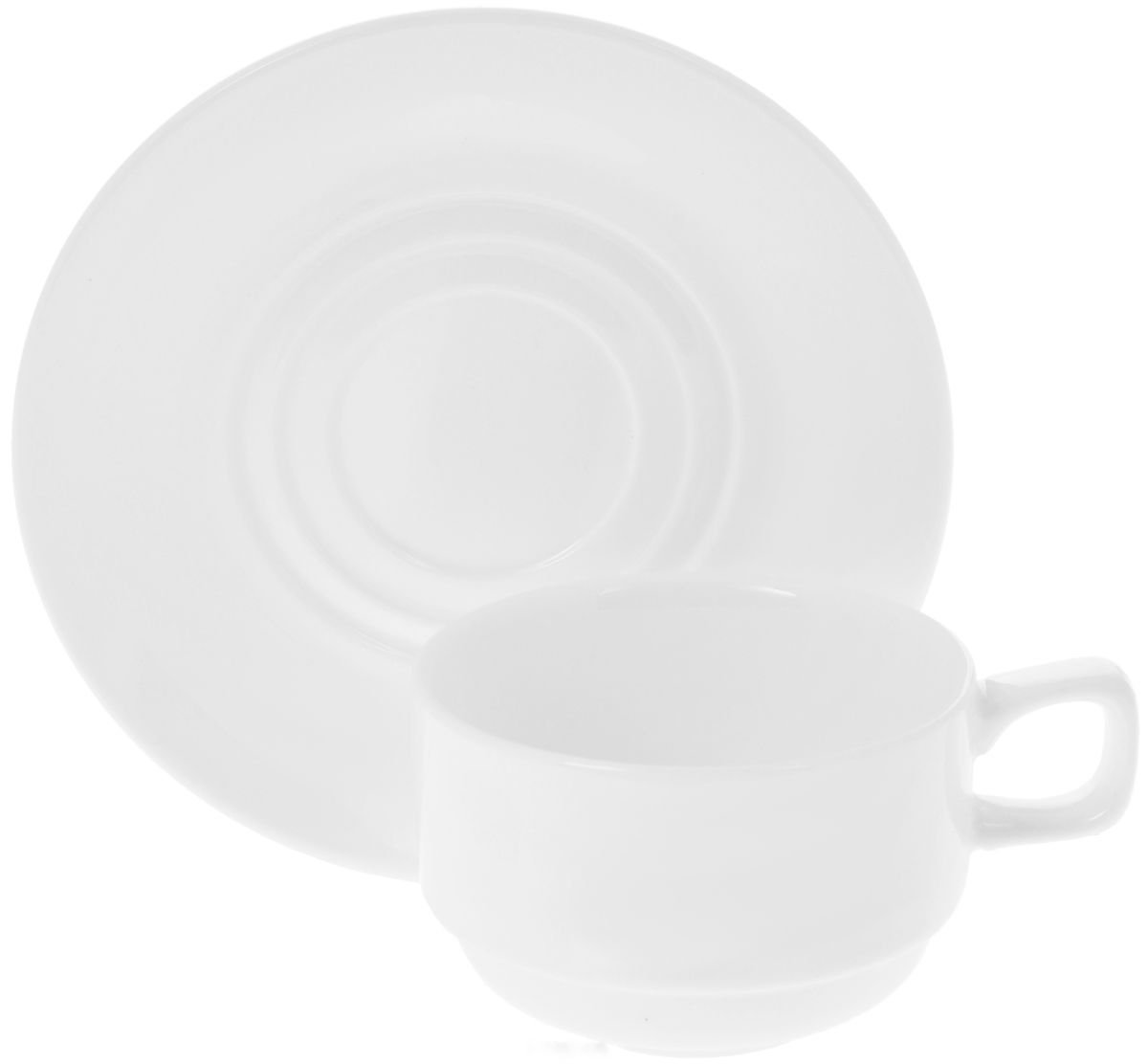 Elegant white 7 oz tea cup and saucer set made of fine porcelain, perfect for tea lovers and special occasions.