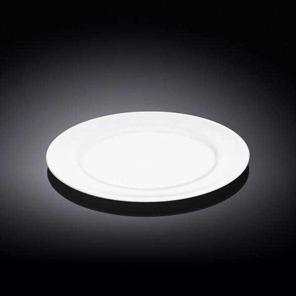 A 6-inch white porcelain bread plate with a rolled rim, showcasing its elegant design and smooth finish.