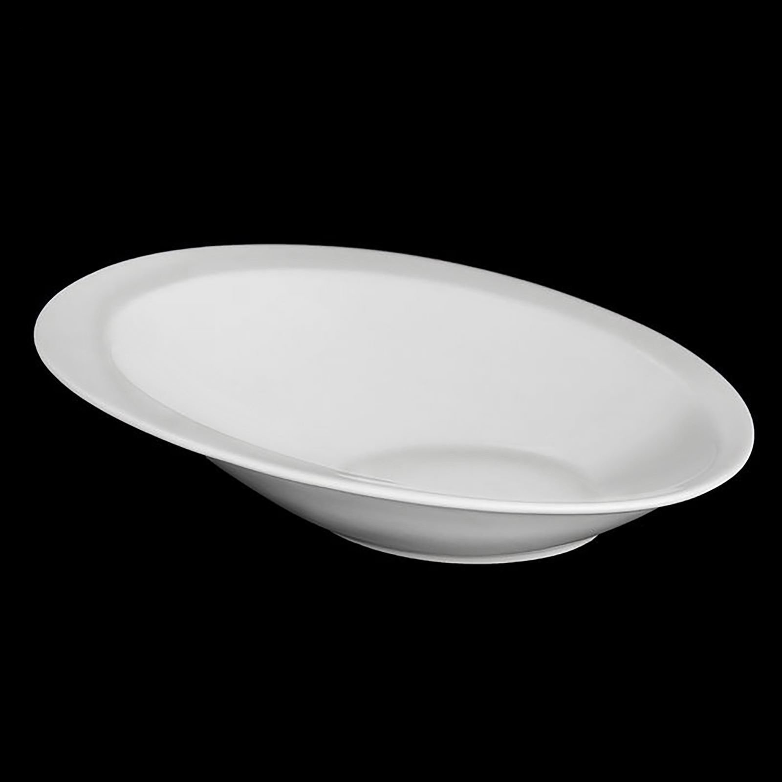 A stylish 11-inch white Caesar salad bowl made of durable porcelain, perfect for serving salads, soups, and pasta.