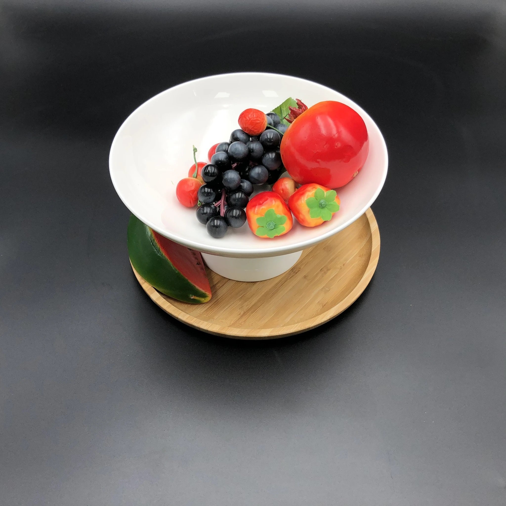 Wilmax White Fruit Vase, elegant porcelain design, perfect for fruits and desserts.