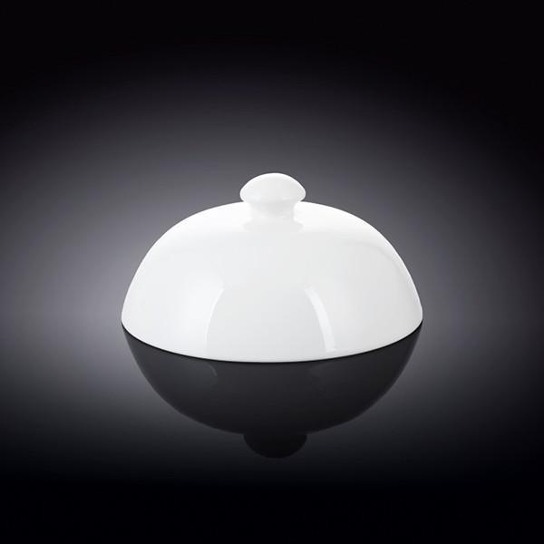 A 5-inch white porcelain lid designed for main courses, showcasing its elegant round shape and high-quality finish.