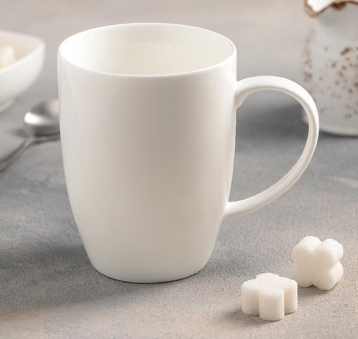 Elegant WILMAX White Mug, 16 oz porcelain, perfect for coffee and tea, stylish design, microwave and dishwasher safe.