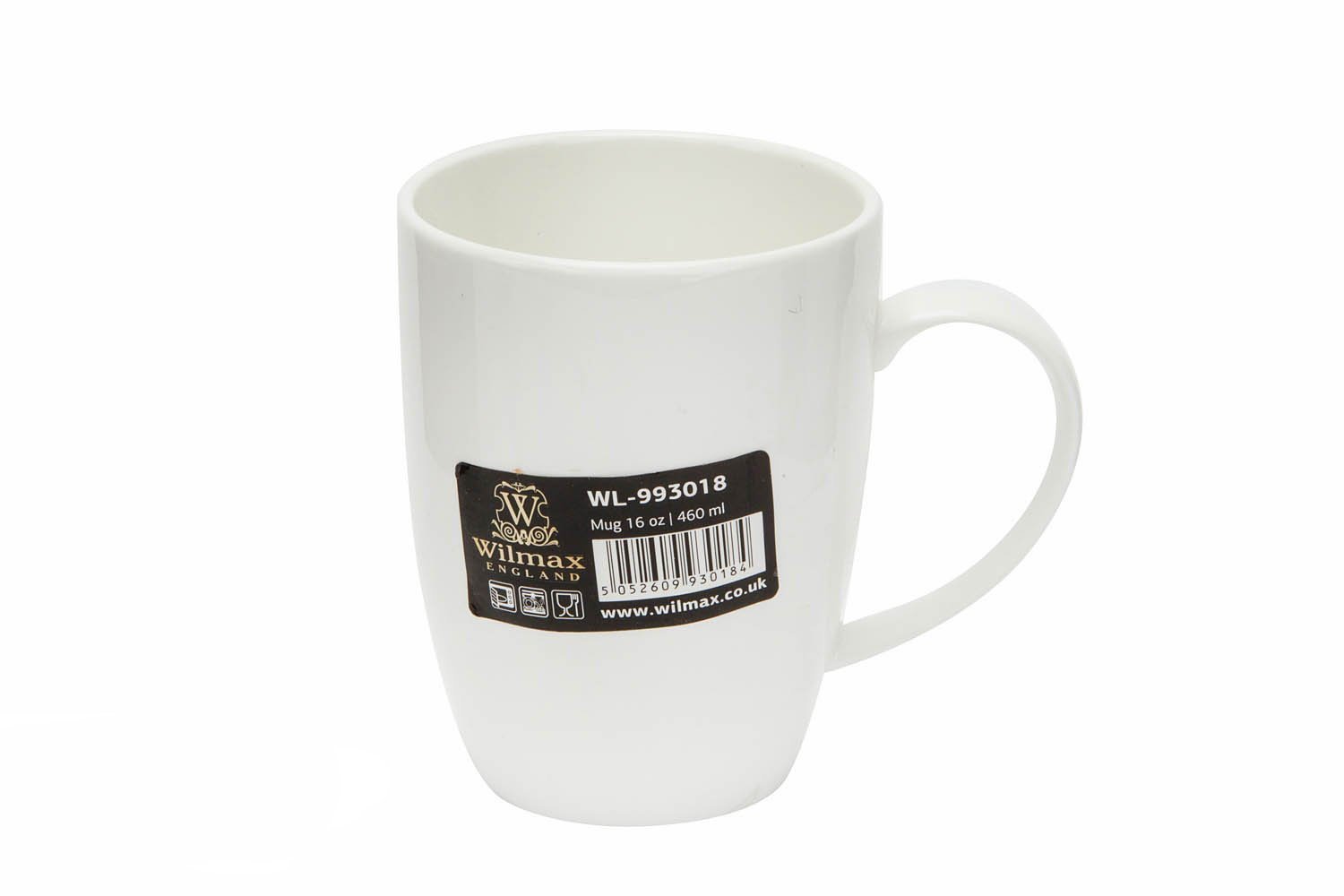 Elegant WILMAX White Mug, 16 oz porcelain, perfect for coffee and tea, stylish design, microwave and dishwasher safe.