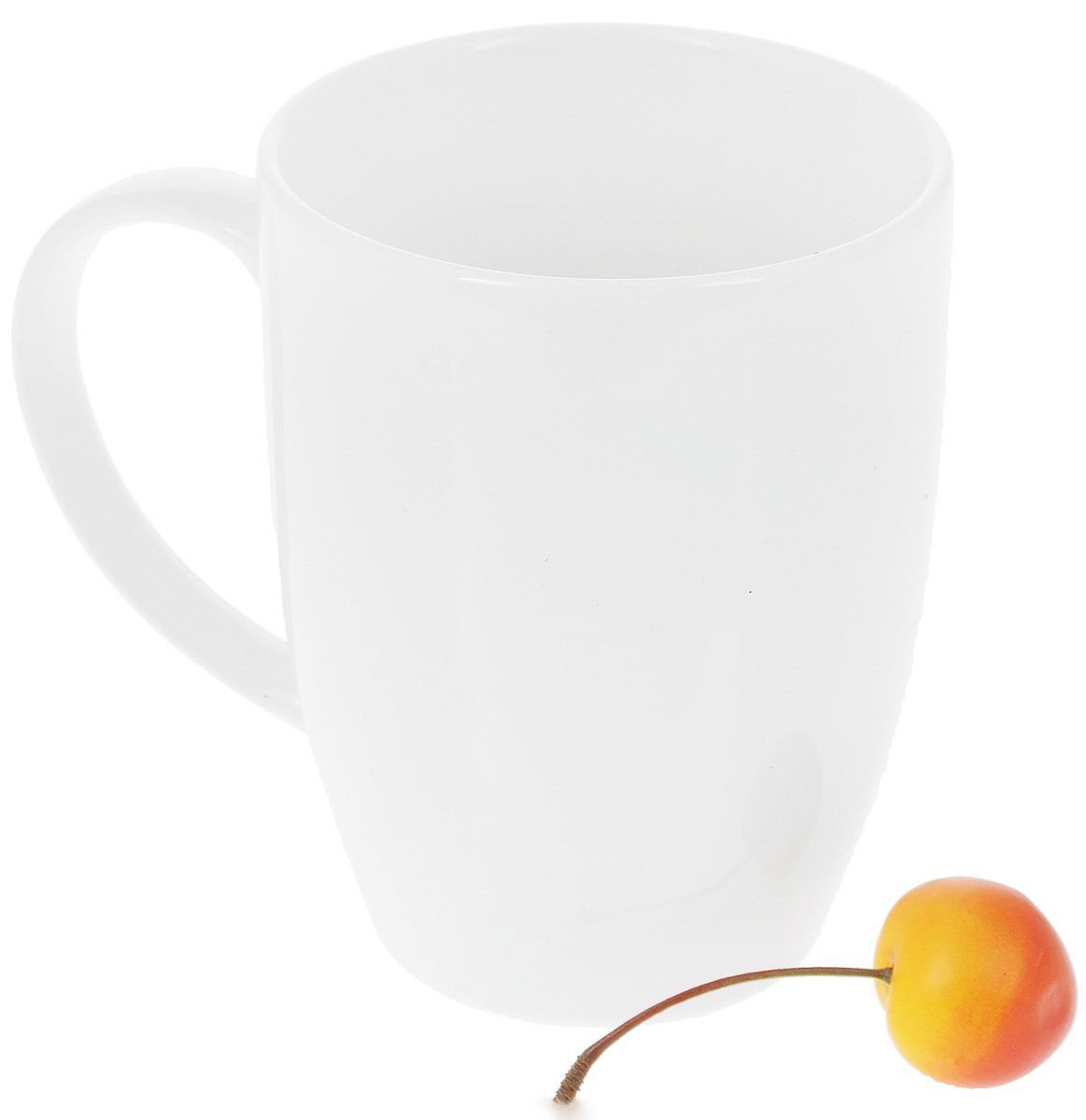 Elegant WILMAX White Mug, 16 oz porcelain, perfect for coffee and tea, stylish design, microwave and dishwasher safe.