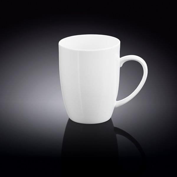 Elegant WILMAX White Mug, 16 oz porcelain, perfect for coffee and tea, stylish design, microwave and dishwasher safe.