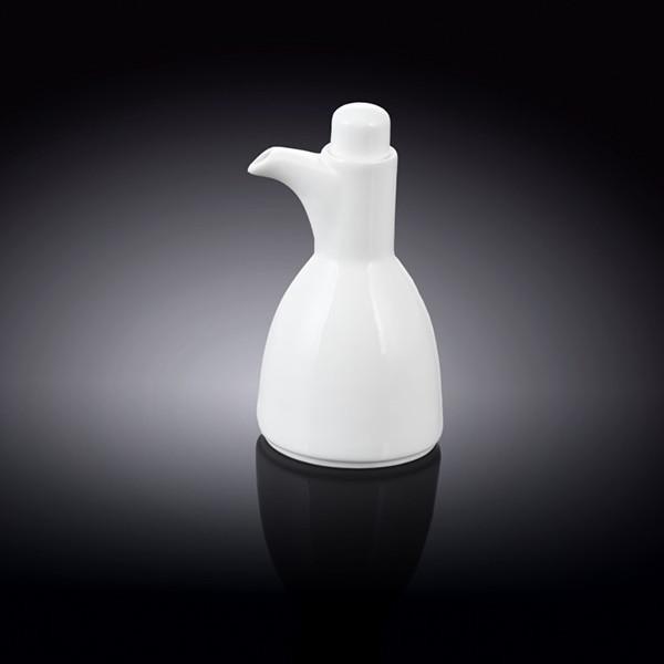 Elegant white porcelain oil and vinegar bottle, 8 oz capacity, perfect for stylish table settings.