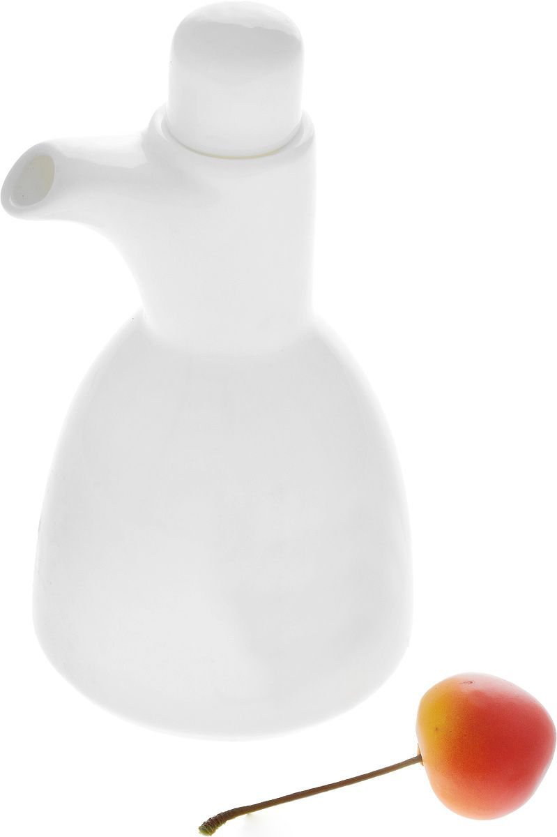 Elegant white porcelain oil and vinegar bottle, 8 oz capacity, perfect for stylish table settings.