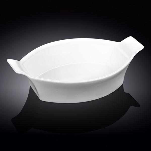 WILMAX White Oval Casserole Baking Dish, 8.5 inches, fine porcelain, elegant design for baking and serving.