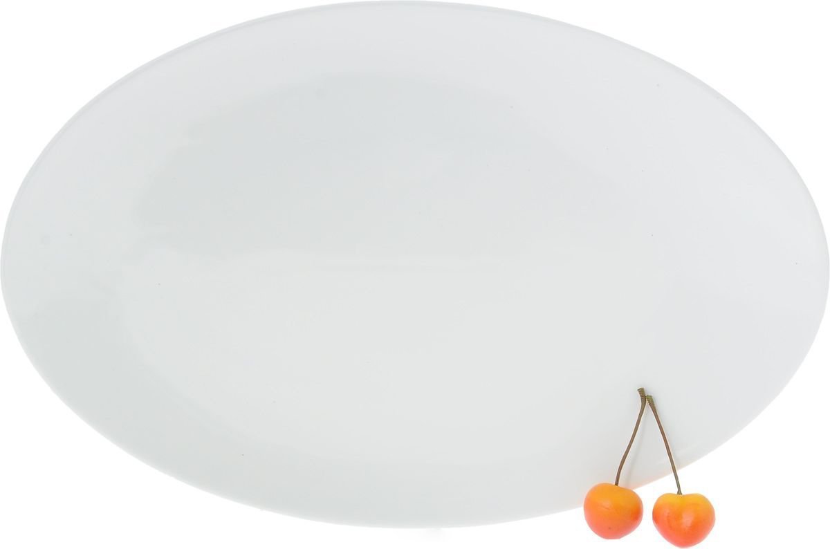 Wilmax 14-inch white oval platter showcasing elegant design, perfect for serving various dishes.