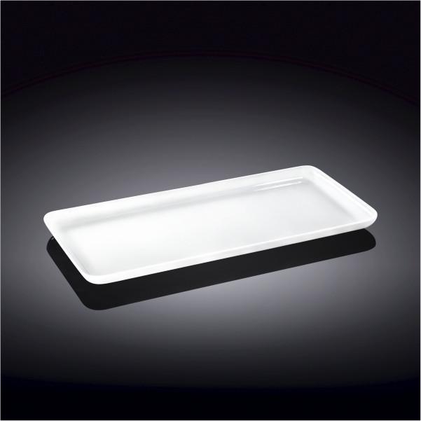 A stylish white rectangular dish measuring 7.5 inches by 3.75 inches, perfect for modern dining and serving.