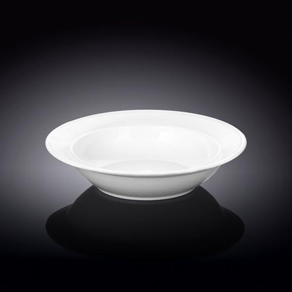 A 6-inch white salad plate made of fine porcelain, showcasing a rolled rim design, perfect for elegant dining.