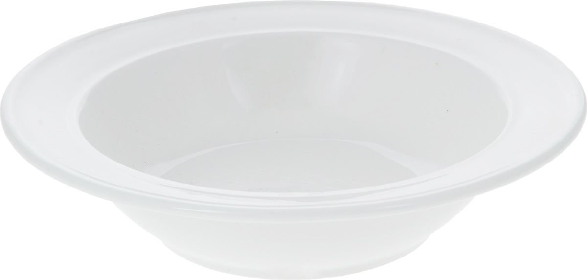 A 6-inch white salad plate made of fine porcelain, showcasing a rolled rim design, perfect for elegant dining.