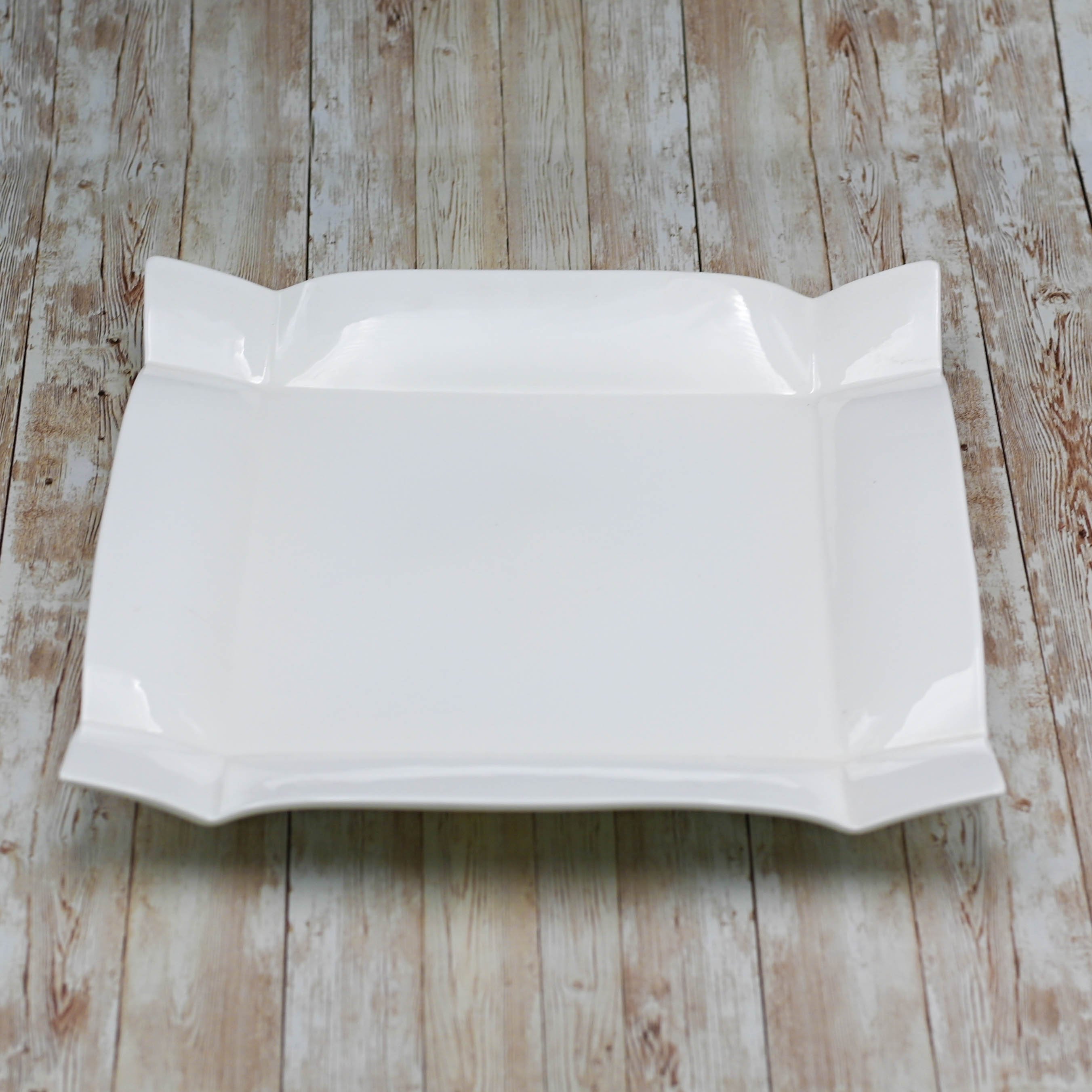 Wilmax White Square Platter, 14 inches by 14 inches, elegant porcelain serving dish for appetizers and desserts.