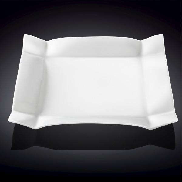 Wilmax White Square Platter, 14 inches by 14 inches, elegant porcelain serving dish for appetizers and desserts.